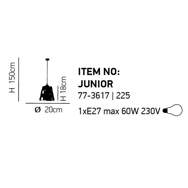 Φωτιστικό Οροφής Μονόφωτο Homelighting Trumpet 77-3617 Black/Rope