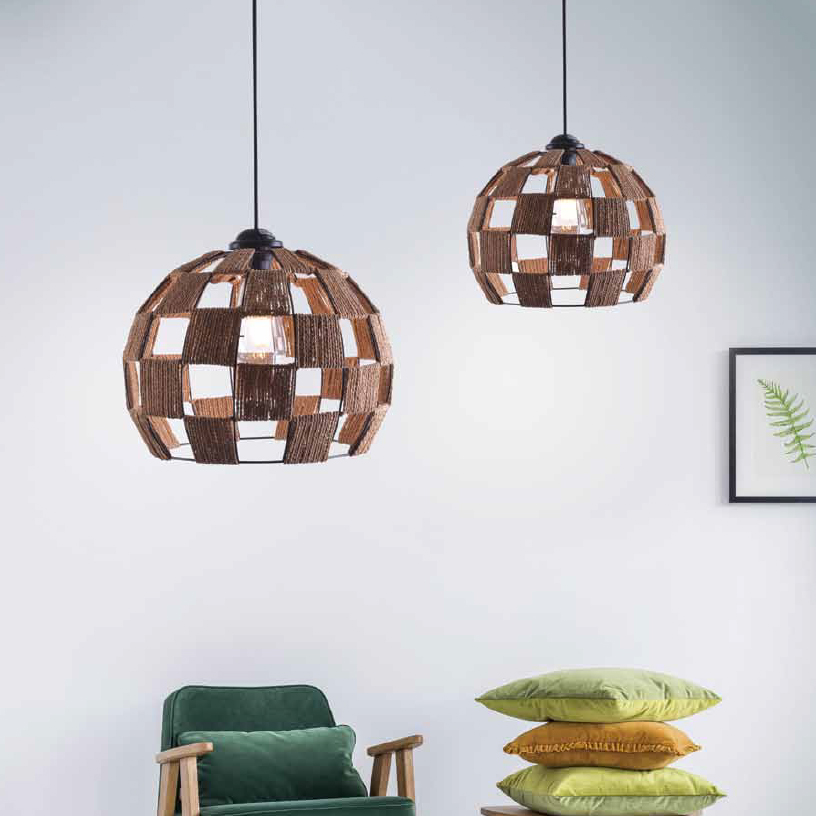 Φωτιστικό Οροφής Μονόφωτο Homelighting Ball Show 77-3619 Black/Rope