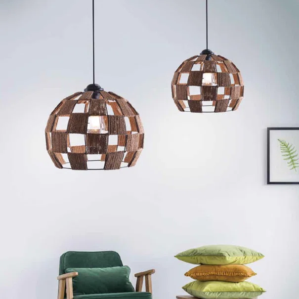 Φωτιστικό Οροφής Μονόφωτο Homelighting Ball Show 77-3619 Black/Rope