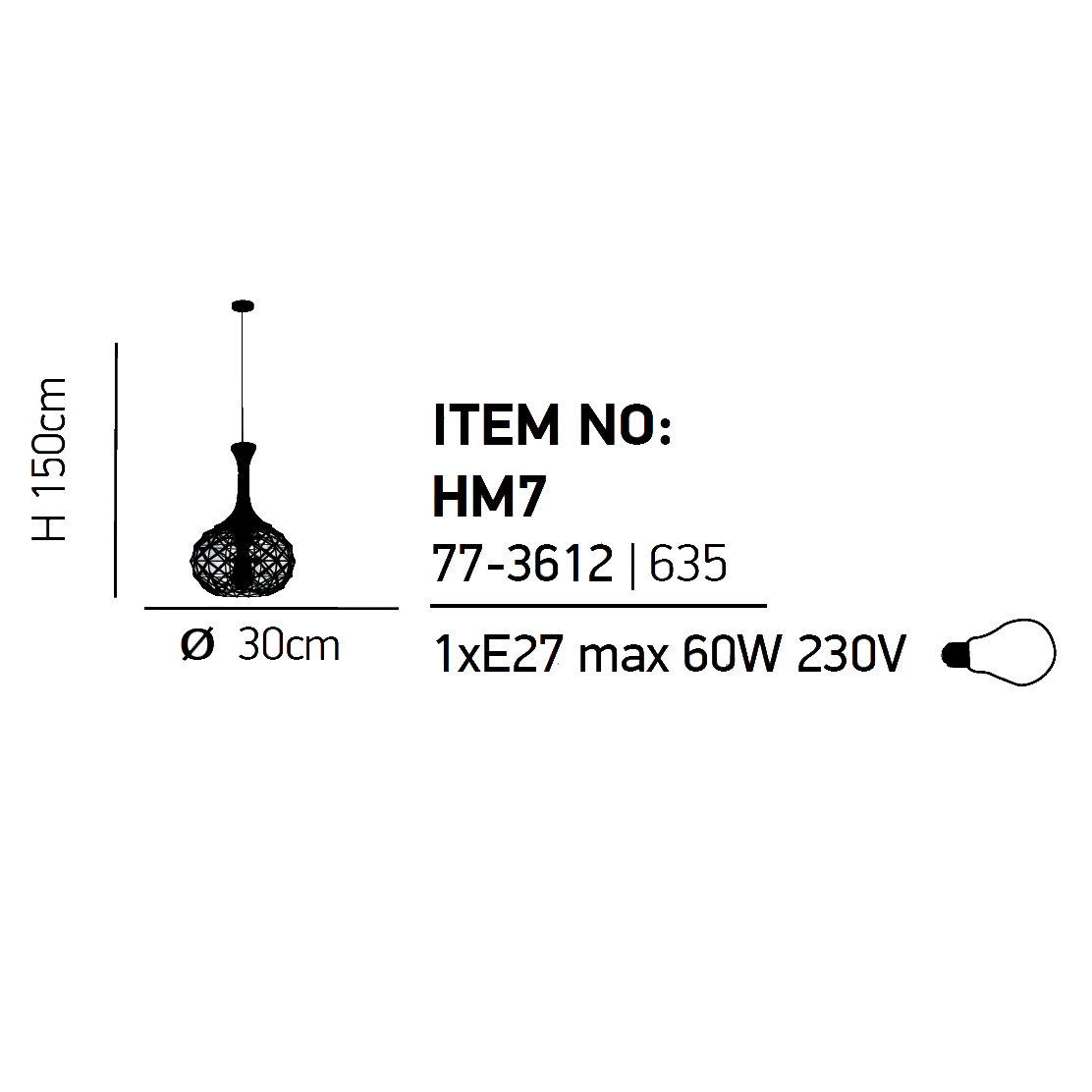 Φωτιστικό Οροφής Μονόφωτο Homelighting Rep 77-3612 Rope Φωτιστικά Κρεμαστά Spitishop
