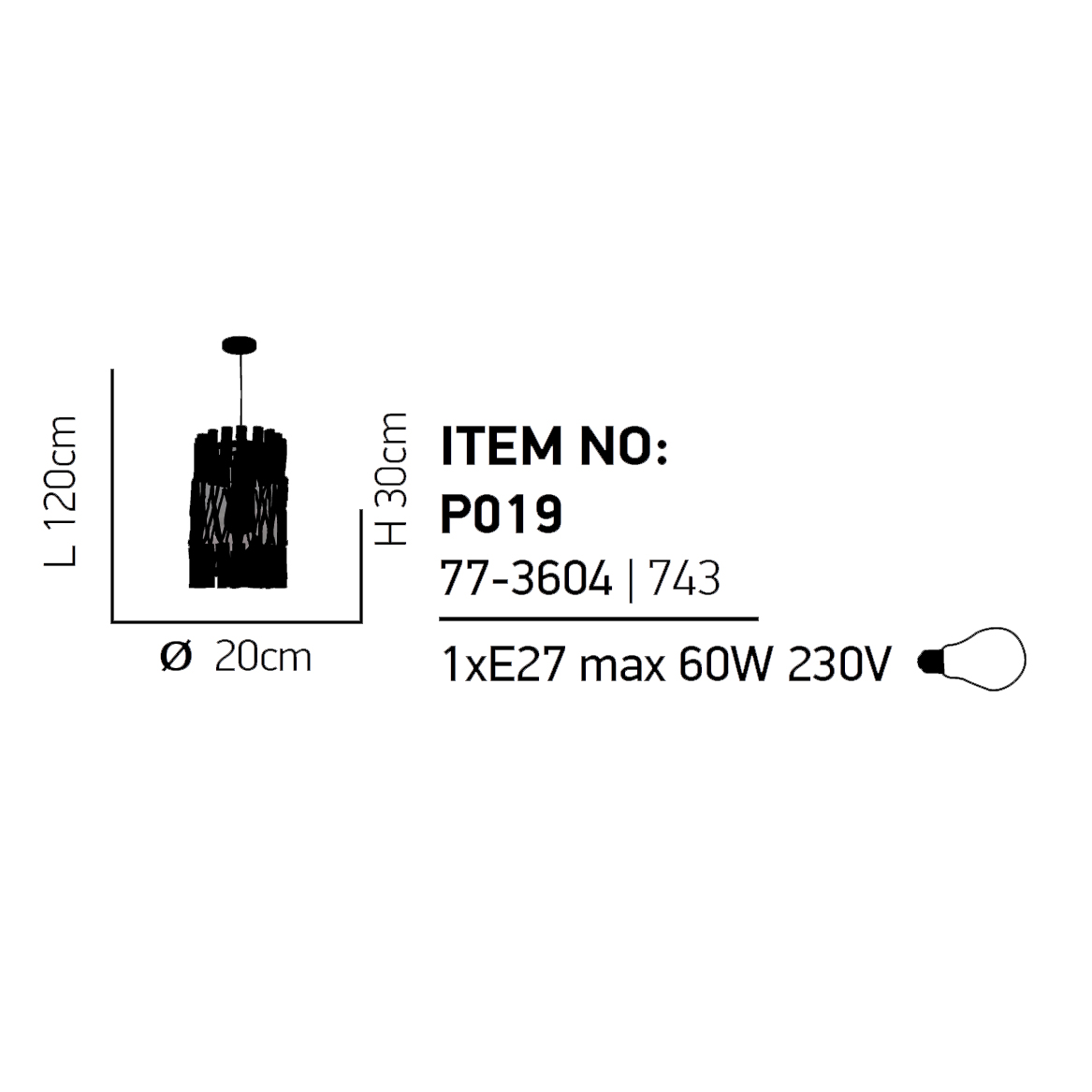 Φωτιστικό Οροφής Μονόφωτο Homelighting Kotel 77-3604 Natural Φωτιστικά Κρεμαστά Spitishop