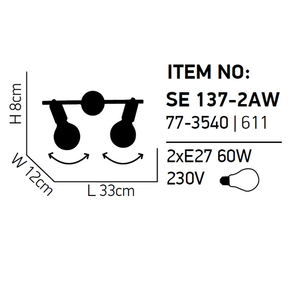 Σποτ Δίφωτο Homelighting Soma 77-3540 White