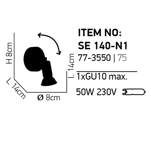 Σποτ Μονόφωτο Homelighting Saba 77-3550 Chrome