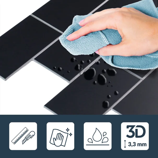 Αυτοκόλλητα Πλακάκια (Σετ 4τμχ) L-C Careo Black 1770154