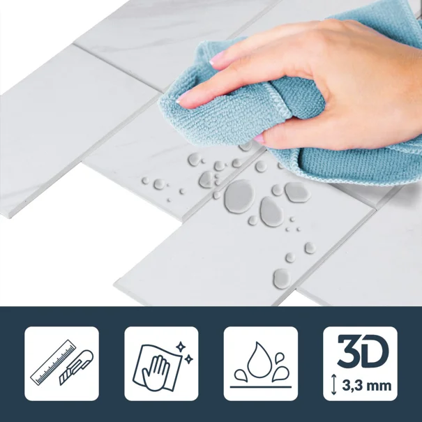 Αυτοκόλλητα Πλακάκια (Σετ 4τμχ) L-C Careo White 1770155