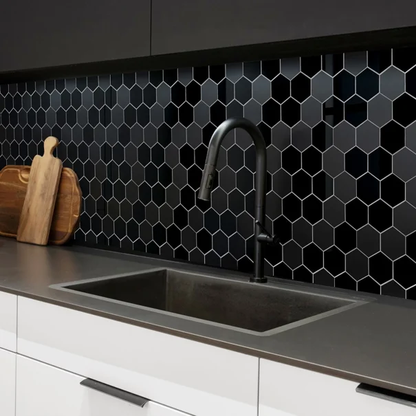 Αυτοκόλλητα Πλακάκια (Σετ 4τμχ) L-C Hexa Black 1770147