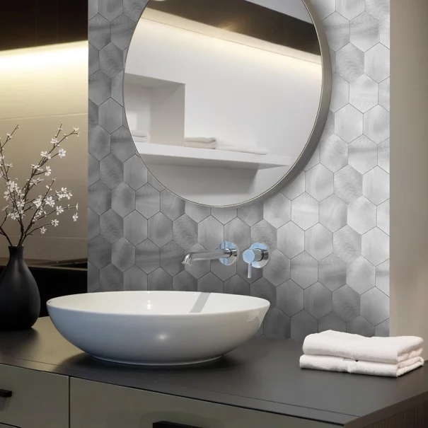Αυτοκόλλητα Πλακάκια (Σετ 4τμχ) L-C Hexa Chrome 1770146