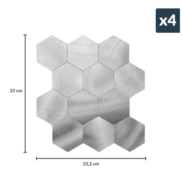 Αυτοκόλλητα Πλακάκια (Σετ 4τμχ) L-C Hexa Chrome 1770146