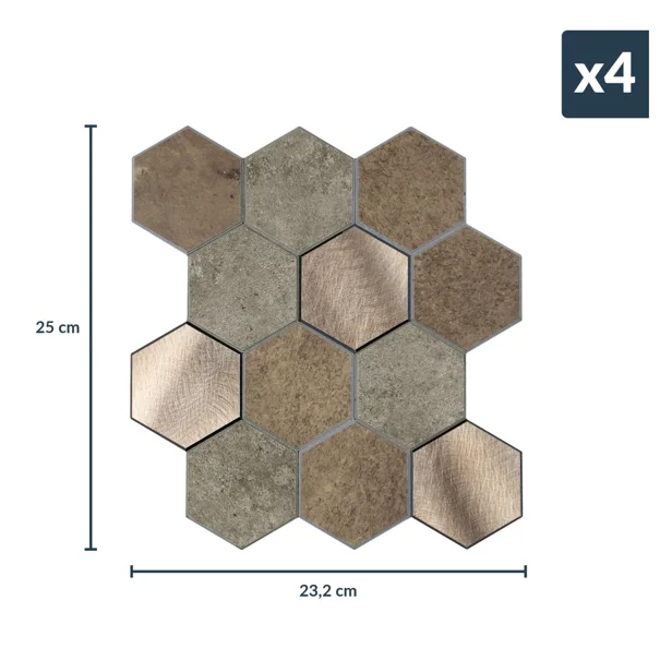 Αυτοκόλλητα Πλακάκια (Σετ 4τμχ) L-C Hexa Concrete Grey 1770144