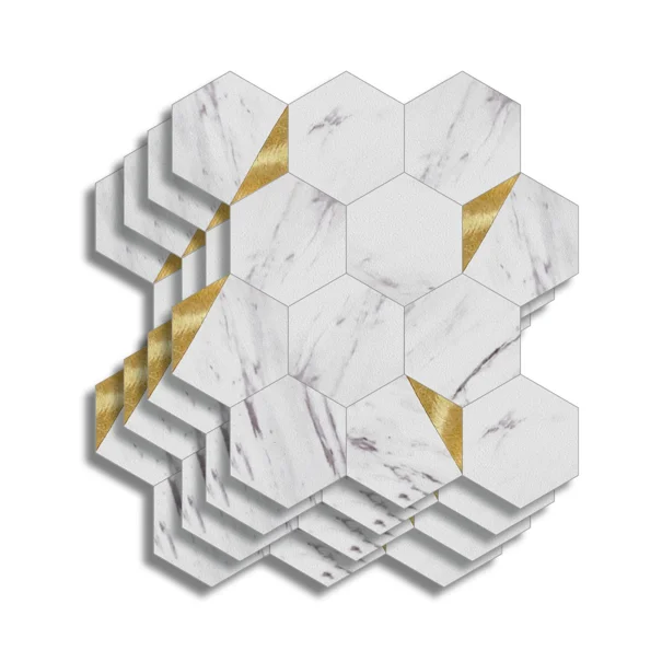 Αυτοκόλλητα Πλακάκια (Σετ 4τμχ) L-C Hexa Marble/Gold 1770145