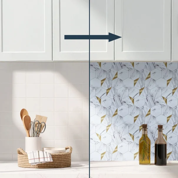 Αυτοκόλλητα Πλακάκια (Σετ 4τμχ) L-C Hexa Marble/Gold 1770145