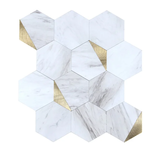 Αυτοκόλλητα Πλακάκια (Σετ 4τμχ) L-C Hexa Marble/Gold 1770145