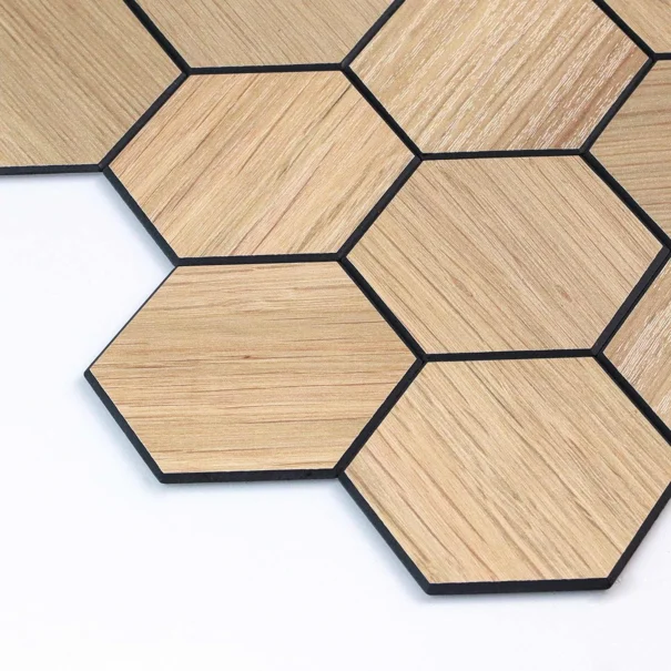 Αυτοκόλλητα Πλακάκια (Σετ 4τμχ) L-C Hexa Wooden 1770172