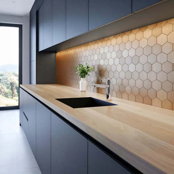 Αυτοκόλλητα Πλακάκια (Σετ 4τμχ) L-C Hexa Wooden 1770172