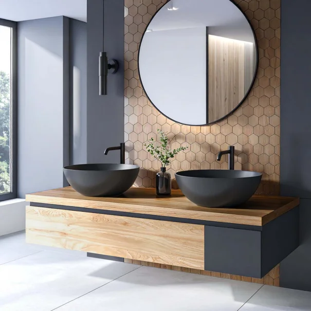Αυτοκόλλητα Πλακάκια (Σετ 4τμχ) L-C Hexa Wooden 1770172
