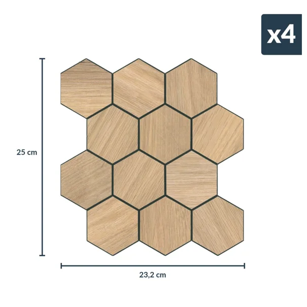 Αυτοκόλλητα Πλακάκια (Σετ 4τμχ) L-C Hexa Wooden 1770172