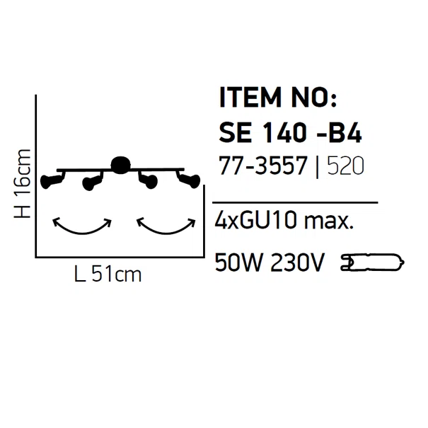 Σποτ Πολύφωτο Homelighting Saba 77-3557 Black