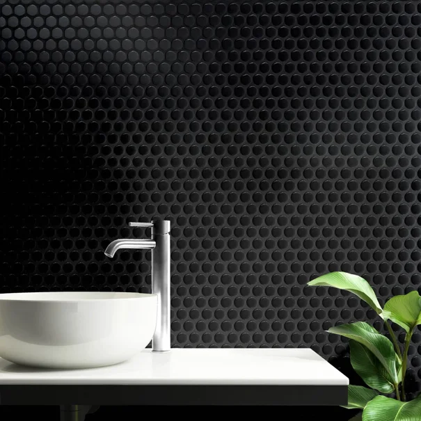 Αυτοκόλλητο Πλακάκι 3D (30.5x25) L-C Pointille Black 1770159