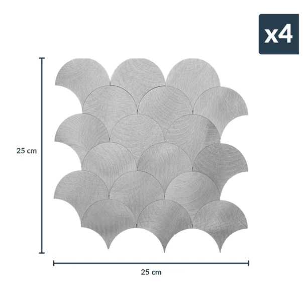 Αυτοκόλλητα Πλακάκια (Σετ 4τμχ) L-C Scale Chrome 1770164