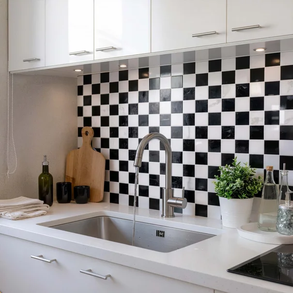 Αυτοκόλλητο 3D Πάνελ Τοίχου (30.5x25) L-C Damier Marble/Noir 1770176