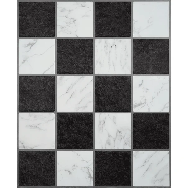Αυτοκόλλητο 3D Πάνελ Τοίχου (30.5x25) L-C Damier Marble/Noir 1770176