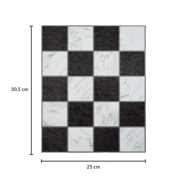 Αυτοκόλλητο Πλακάκι 3D (30.5x25) L-C Damier Marble/Noir 1770176