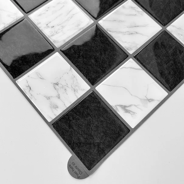 Αυτοκόλλητο Πλακάκι 3D (30.5x25) L-C Damier Marble/Noir 1770176