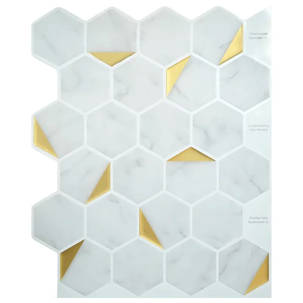 Αυτοκόλλητο 3D Πάνελ Τοίχου (30.5x25) L-C Hexa Marble/Or 1770183