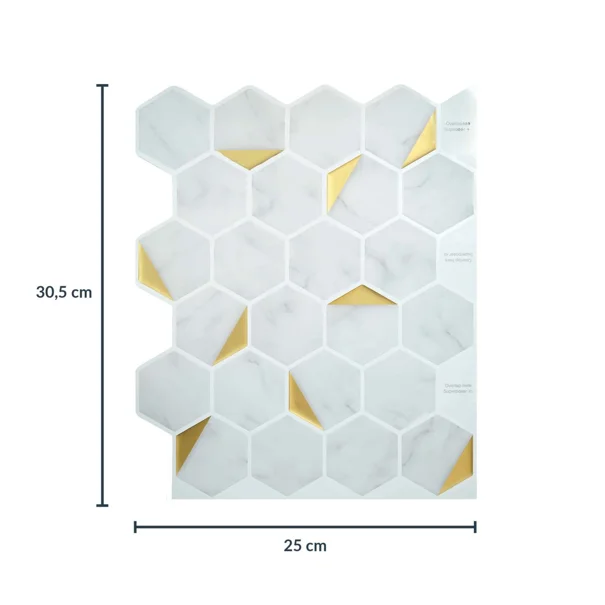 Αυτοκόλλητο Πλακάκι 3D (30.5x25) L-C Hexa Marble/Or 1770183