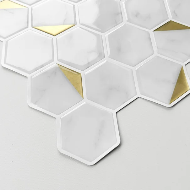 Αυτοκόλλητο Πλακάκι 3D (30.5x25) L-C Hexa Marble/Or 1770183