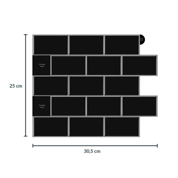 Αυτοκόλλητο Πλακάκι 3D (30.5x25) L-C Metro Black 1770133