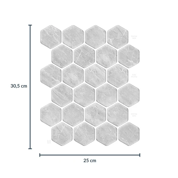 Αυτοκόλλητο Πλακάκι 3D (30.5x25) L-C Ruche Grey 1770121