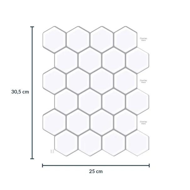 Αυτοκόλλητο Πλακάκι 3D (30.5x25) L-C Ruche White 1770138
