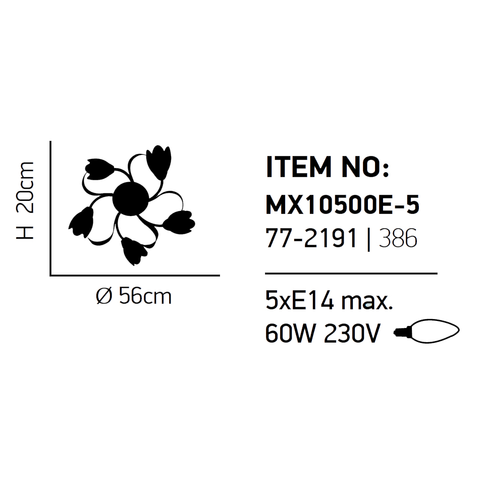 Φωτιστικό Οροφής Πολύφωτο Homelighting Caren 77-2191 White Φωτιστικά Vintage Spitishop