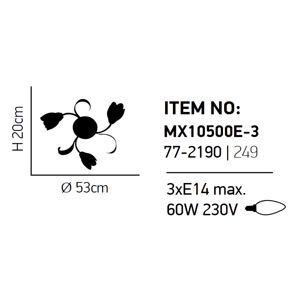 Φωτιστικό Οροφής Τρίφωτο Homelighting Caren 77-2190 White Φωτιστικά Vintage Spitishop