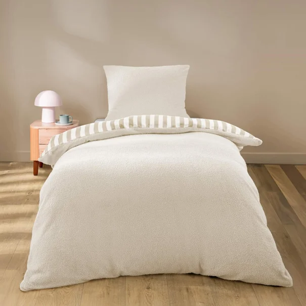Παπλωματοθήκη Fleece Μονή (140x200) + Διακοσμητική Μαξιλαροθήκη Fleece L-C Pilou Natural 1645286