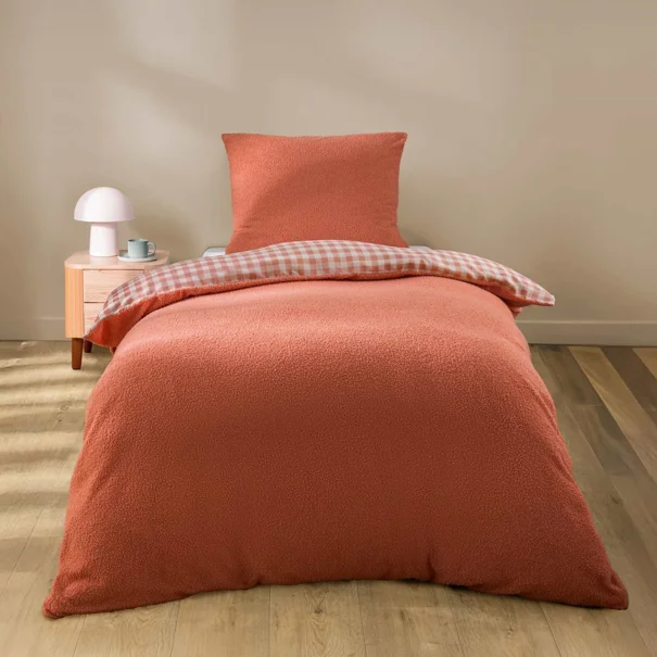 Παπλωματοθήκη Fleece Μονή (140x200) + Διακοσμητική Μαξιλαροθήκη Fleece L-C Pilou Terracotta 1645281