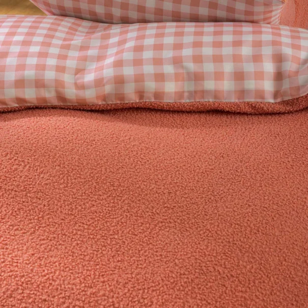 Παπλωματοθήκη Fleece Μονή (140x200) + Διακοσμητική Μαξιλαροθήκη Fleece L-C Pilou Terracotta 1645281