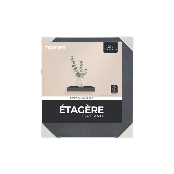 Ράφι Τοίχου (25x22.8x3.4) L-C Black 6RAN790NR