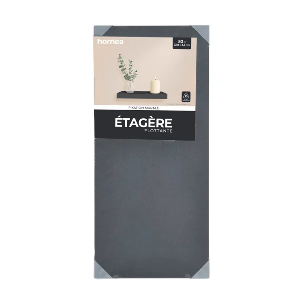 Ράφι Τοίχου (50x22.8x3.4) L-C Black 6RAN791NR