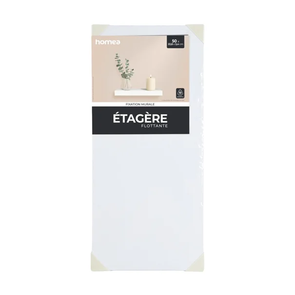 Ράφι Τοίχου (50x22.8x3.4) L-C White 6RAN791BC
