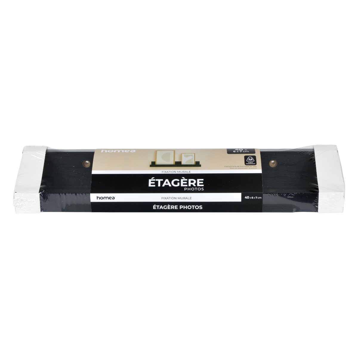 Ράφι Τοίχου (40x6x7) L-C Black 6RAN890NR