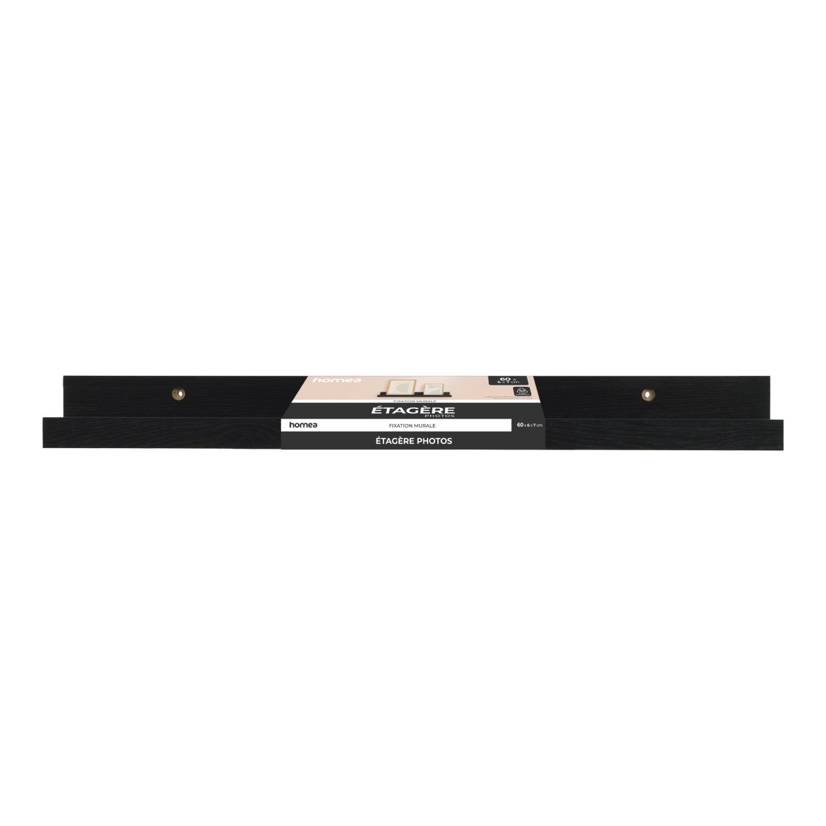 Ράφι Τοίχου (60x6x7) L-C Black 6RAN891NR