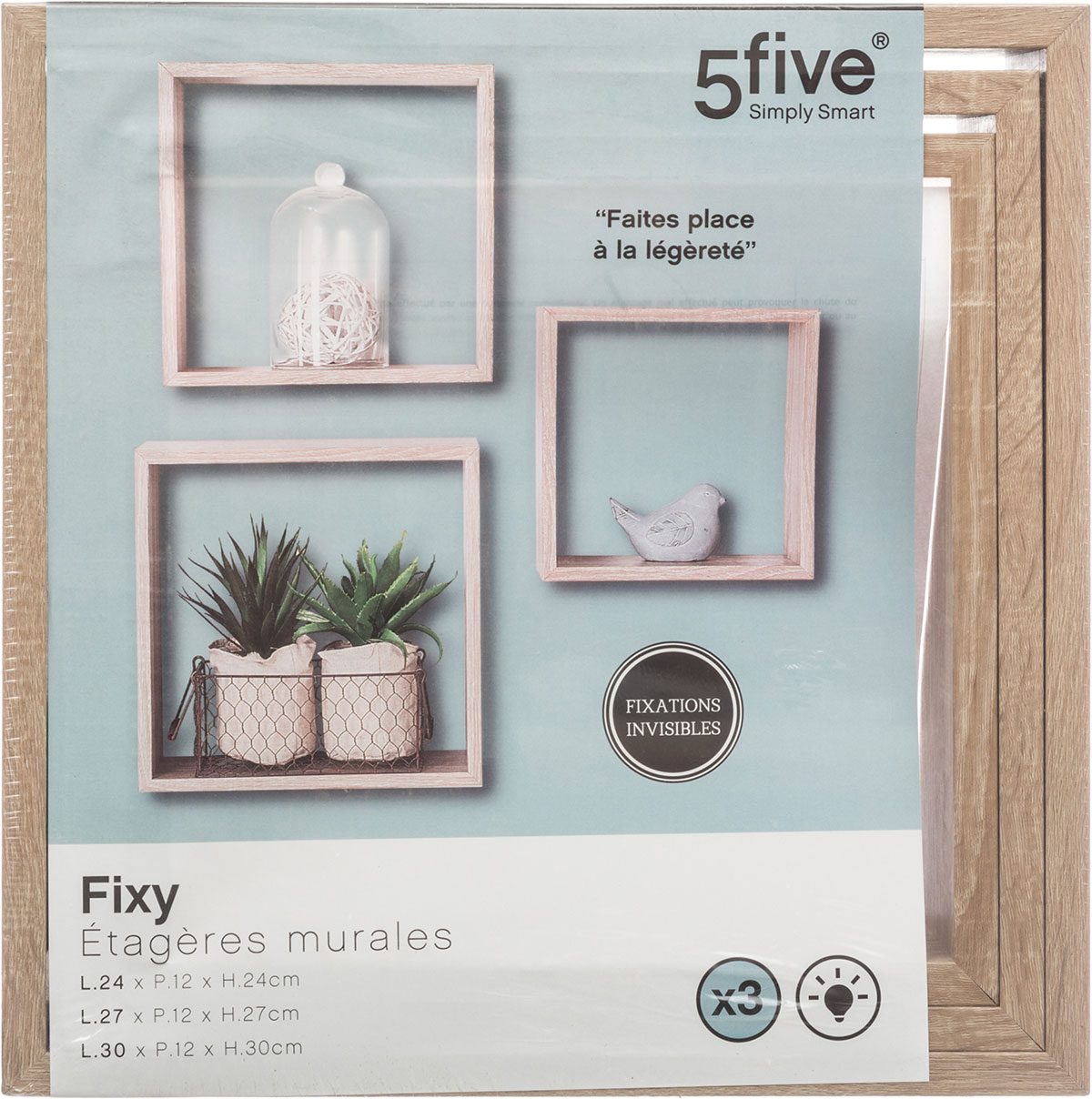 Ράφια Τοίχου (Σετ 3Τμχ) F-V Cube Natural 138957C Οργάνωση & Αποθήκευση Spitishop