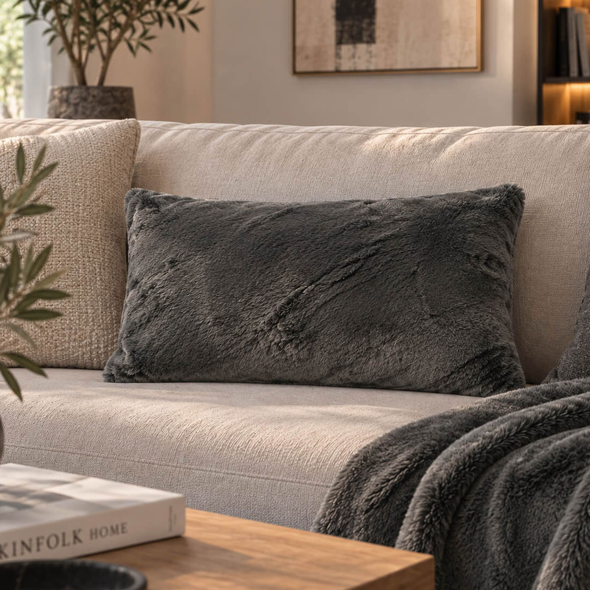 Διακοσμητικό Μαξιλάρι Γούνινο (30x50) Pol Rugs & Mats Rabbit D.Grey
