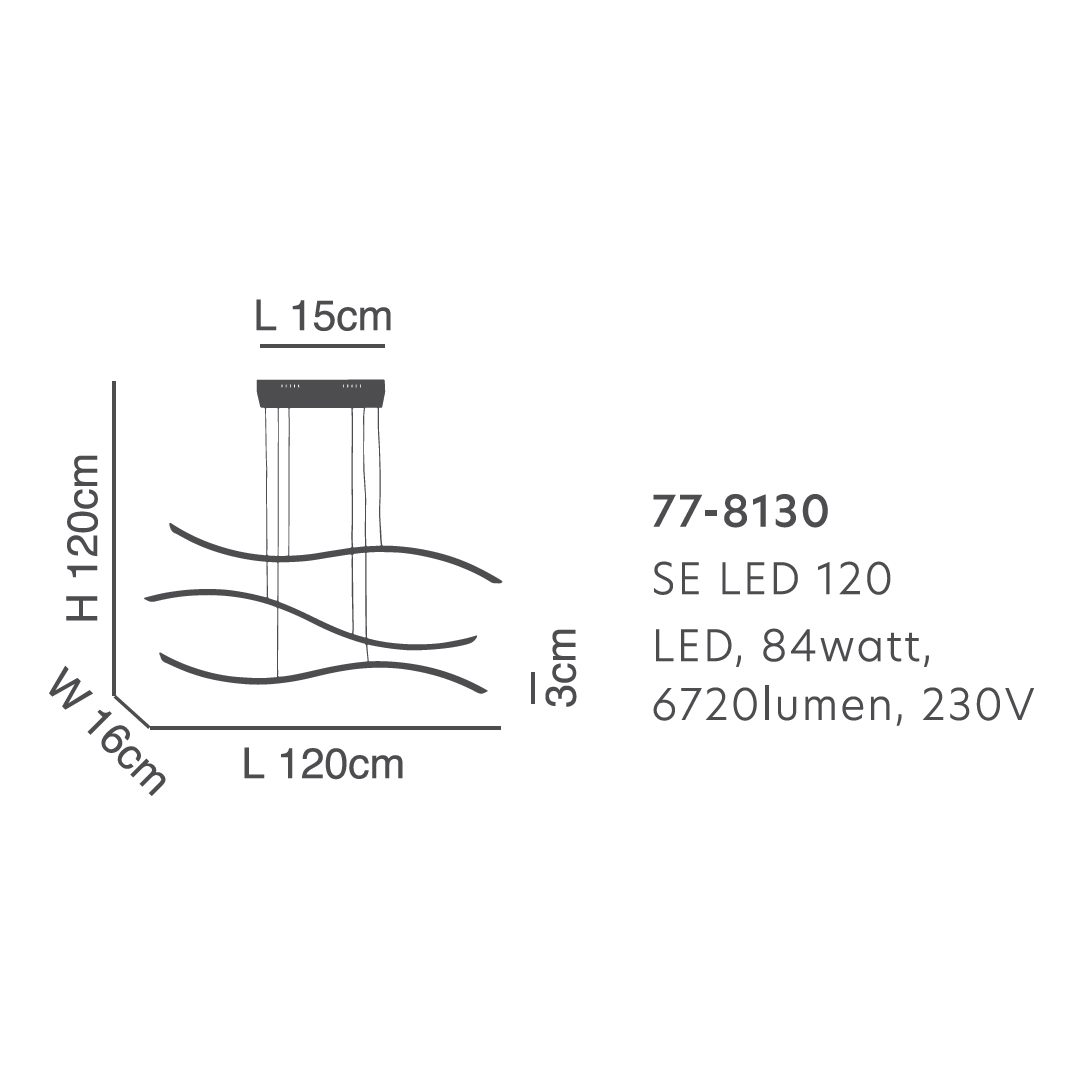 Φωτιστικό Οροφής Τρίφωτο Led Dimmable Homelighting Waves 77-8130 Coffee Φωτιστικά Κρεμαστά Spitishop