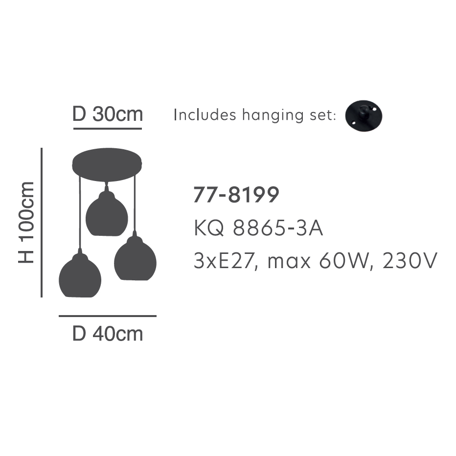 Φωτιστικό Οροφής Τρίφωτο Homelighting Swirl 77-8199 White Black Φωτιστικά Κρεμαστά Spitishop