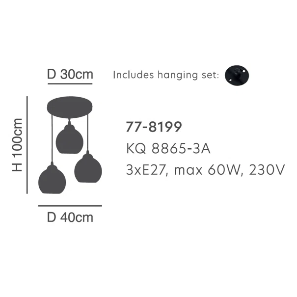 Φωτιστικό Οροφής Τρίφωτο Homelighting Swirl 77-8199 White/Black