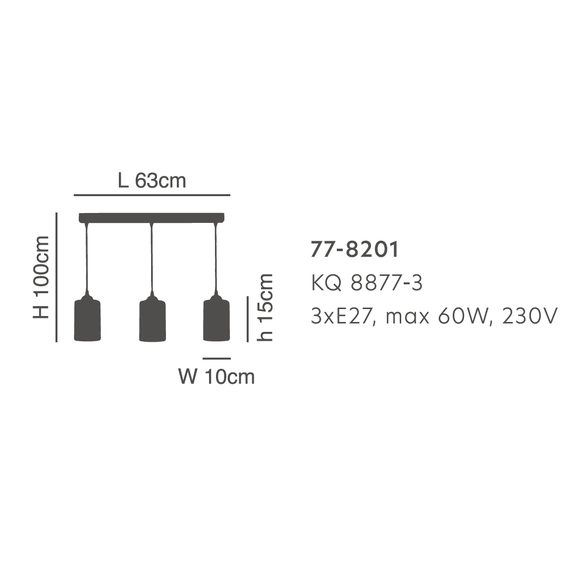 Φωτιστικό Οροφής Τρίφωτο Homelighting Smog 77-8201 White Black Φωτιστικά Κρεμαστά Spitishop