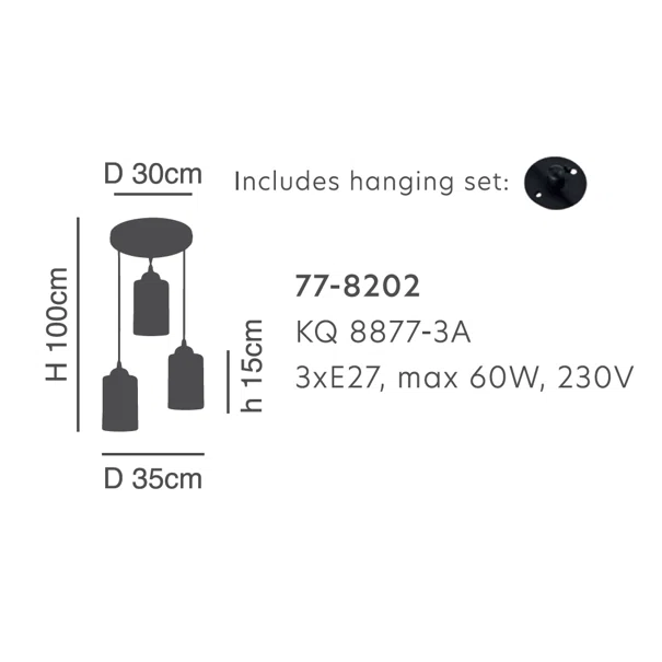 Φωτιστικό Οροφής Τρίφωτο Homelighting Smog 77-8202 White/Black